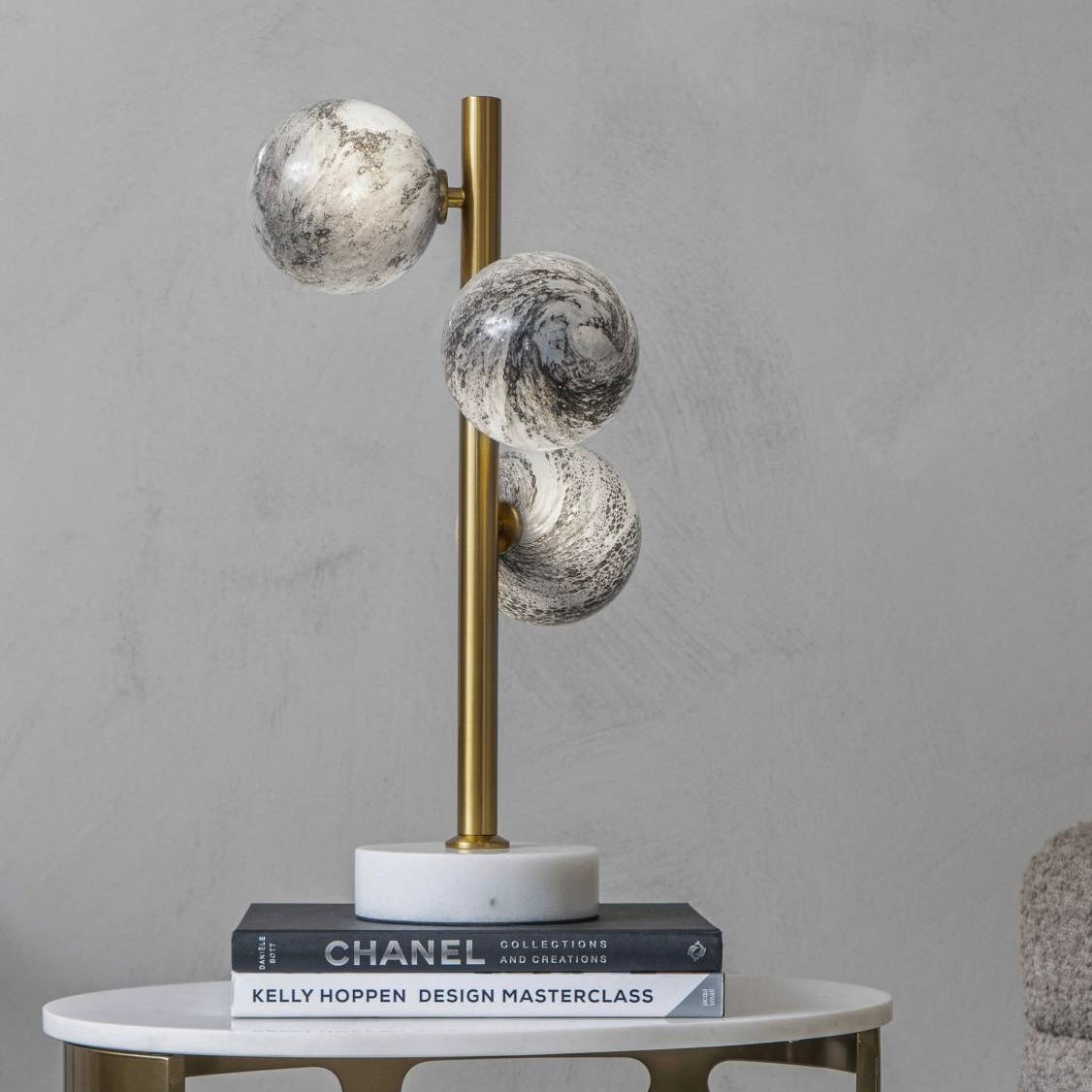 Constellation Bronze & White Marble Orb Table Lamp